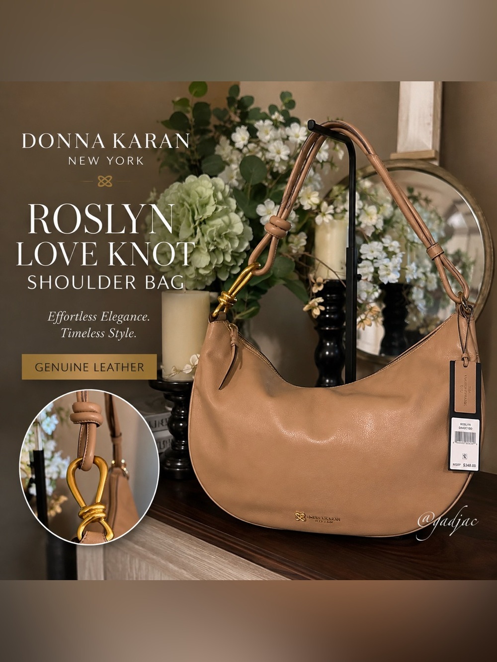 NWT | Donna Karan New York Roslyn Love Knot Shoulder Bag
